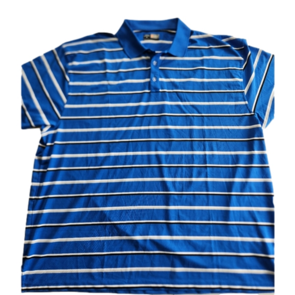 Callaway Mens 3XL Blue White Grey Striped Opti-Dry Golf Polo Shirt